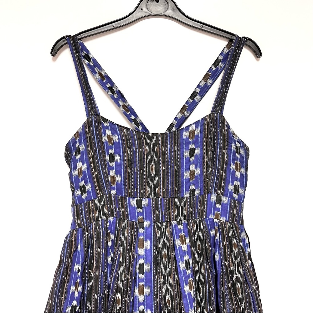 Topshop Women’s Southwest Aztec Textured Dress Size 6 Pockets Cris Cross Back - Picture 7 of 14